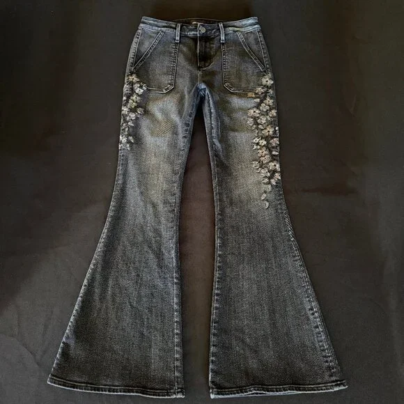 Driftwood Farrah Embroidered Flare Jeans Sz 27